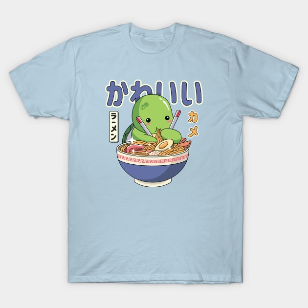 Kawaii Turtle Enjoying Ramen T-Shirt by spacedowl